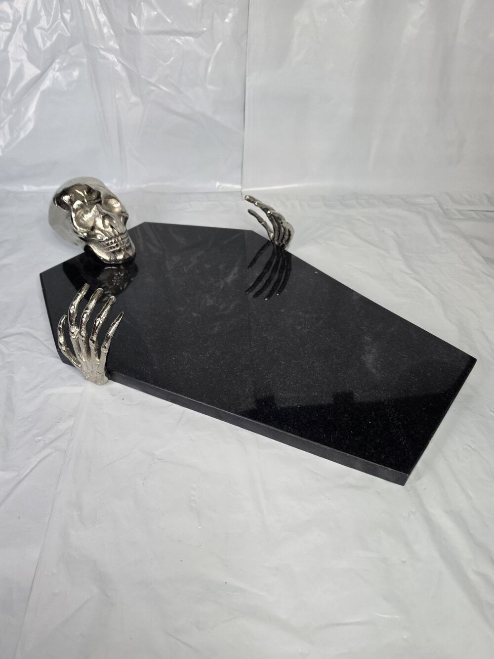 Pottery Barn Skeleton Cheeseboard Coffin Gothic Day Of The Dead Granite Or Rock.